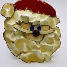 VTG Girls Handcrafted 3D Red Blue Beige Santa Claus Christmas Hair Barrett Clip