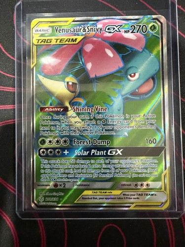 Pokémon TCG Venusaur & Snivy GX Tag Team Ultra Rare Cosmic Eclipse FA #210/236