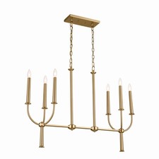 Brushed Natural Brass  Linear Chandelier from the Florence Collection