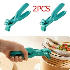 2PCS Kitchen Plate Gripper Anti Scalding Clip Non-Slip Pan Dish Bowl Clips Green