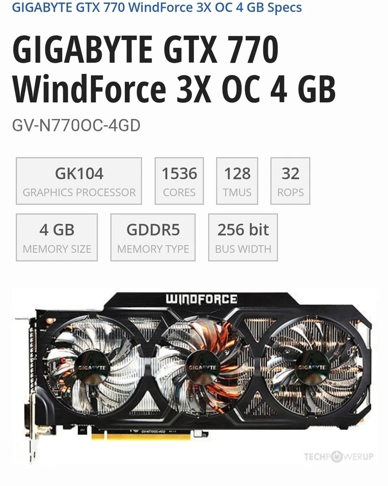 SCHEDA GRAFICA GIGABYTE Nvidia GeForce GTX 770 OC, 4GB 256 BIT - 2 DVI, HDMI, DP - Immagine 2 di 4