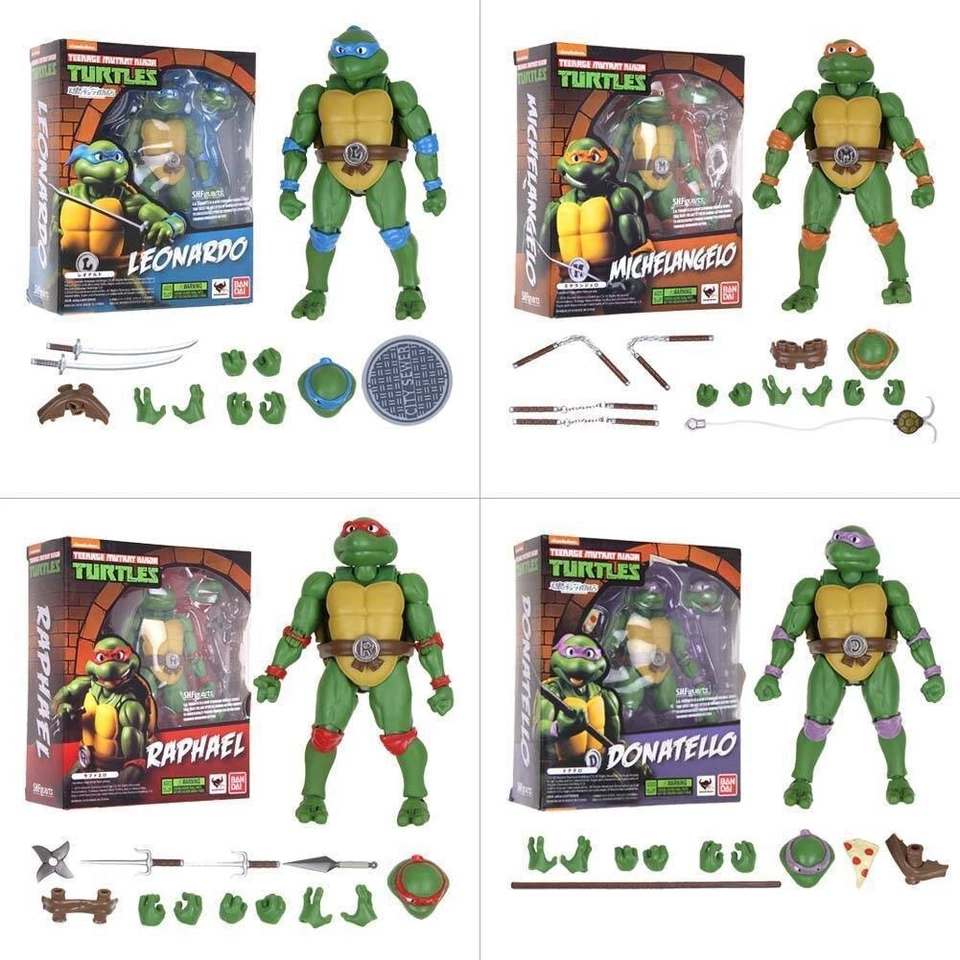 SH Figuarts Teenage Mutant Ninja Turtles JUEGO COMPLETO de 4 TMNT 1987 Caja Abierta Foto 3 de 4