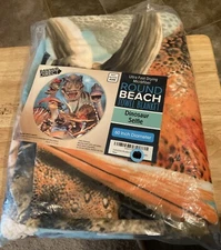 Microfiber Round Beach Towel Blanket DINOSAUR SELFIE 60” NIP