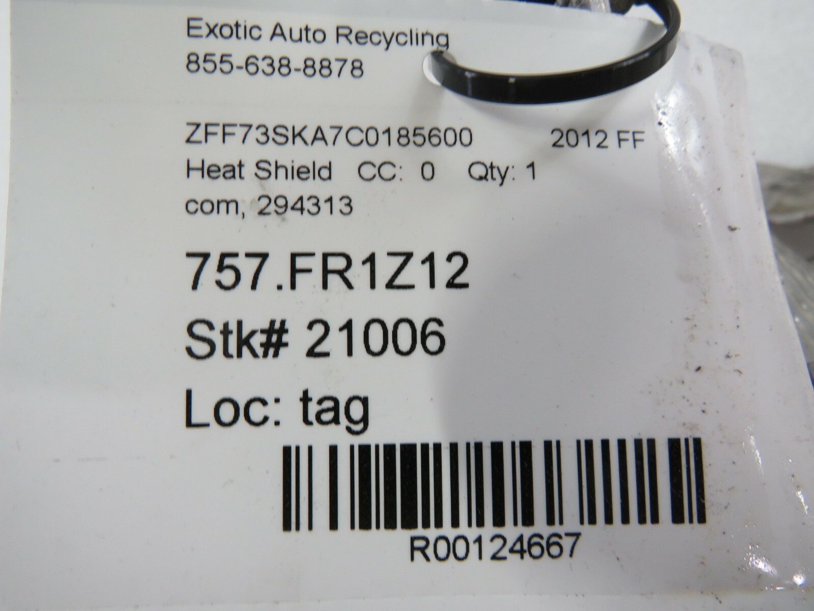 Ferrari FF, AC Compressor Heat Shield, Used, P/N 294313