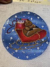 Handpainted needlepoint Canvas,Zweigart 18 mono Santa Bear Christmas Ornaments B