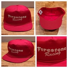 New Vintage Firestone Racing Trucker Cap Rope Hat Indy 500 Nascar Snapback Red