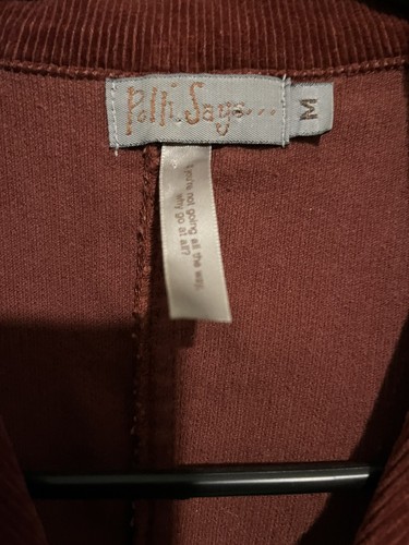 Polli Says Embroidered Boho Jacket Corduroy Sz Medium Blazer Burgundy - Picture 10 of 12