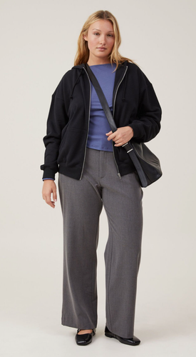 Cotton:On Classic Washed Zip-Through Hoodie Relaxed Sweatshirt Black Size L NEW - Picture 3 of 4