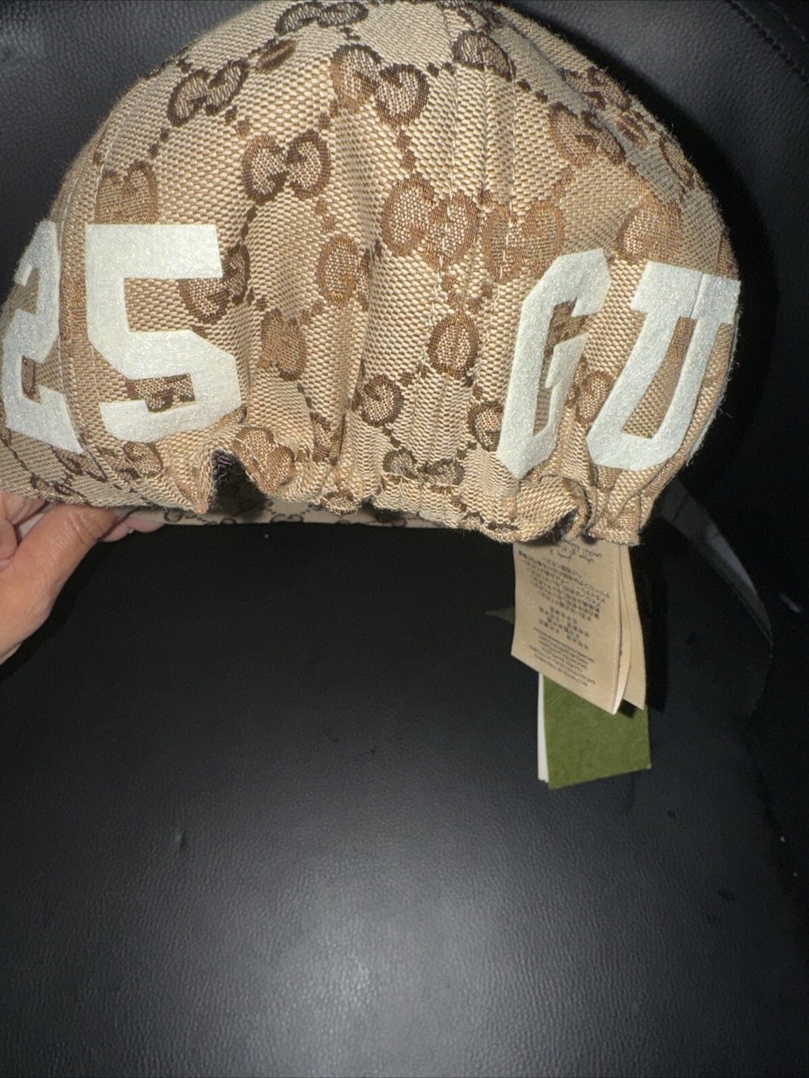 GUCCI beige supreme GG Web logo canvas baseball cap Size XS 56