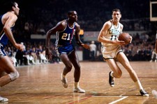 Jim Barnett Of The Boston Celtics Dribbles The Ball 1967 Old Basketball Photo