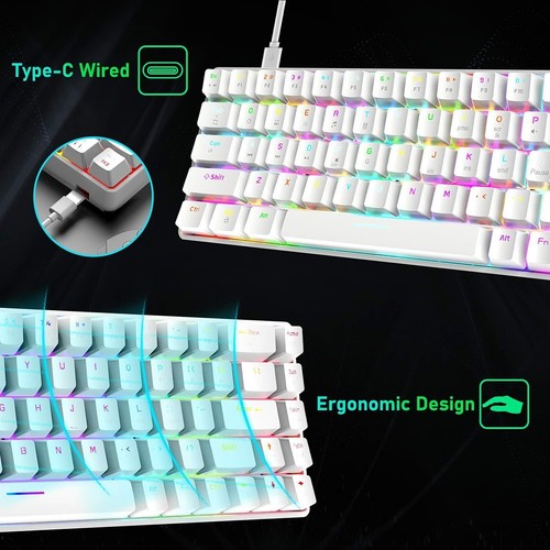 Wired 68 Keys 60% Mechanical Gaming Keyboard RGB LED Backlit For PC MAC PS4 PS5 - Picture 14 of 32