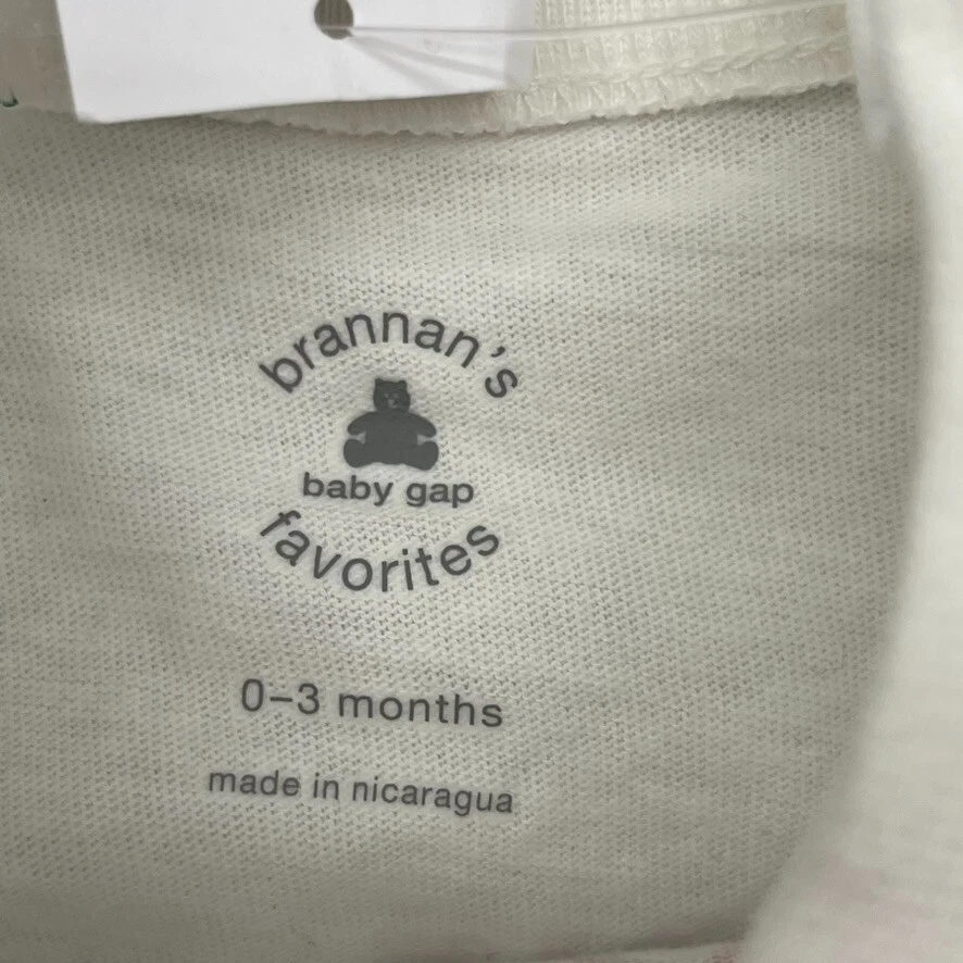 Baby Gap 白色恐龙印花短袖 T 恤儿童 0-3 个月新品 — 第 2/4 张图片