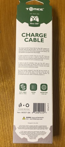 NEW Tomee M05571-BK Controller Charge Cable For Xbox 360 - Picture 3 of 3