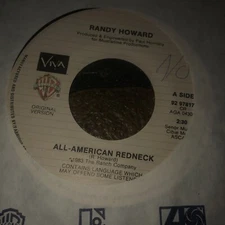 randy howard all-american redneck / viva records 45rpm vinyl single 