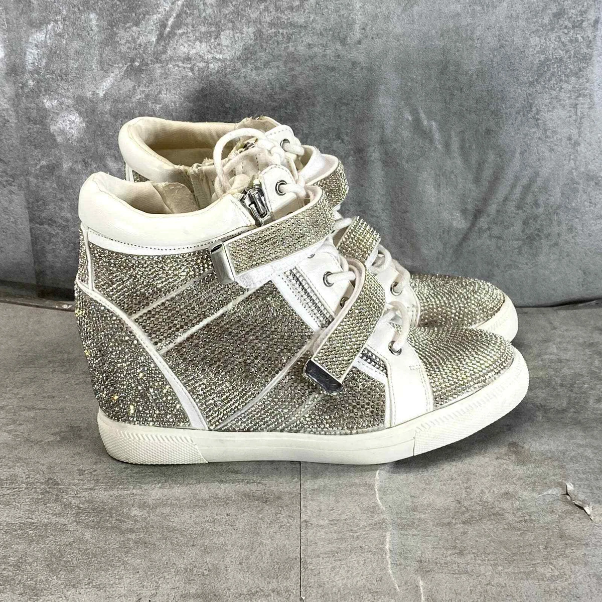 Silver store wedge sneakers