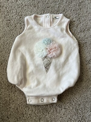 Oh Baby Pink Ice Cream Cone One Piece Snap Baby Girl 0-3M