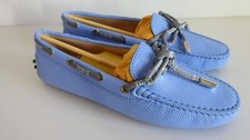 Mocassini nuovi originali Tod's Gommino pelle lavanda azzurro chiaro taglia 37