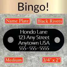 Custom Engraved Dog Tags Personalized Dog Collar ID Tags NAME PLATE BLACK MEDIUM