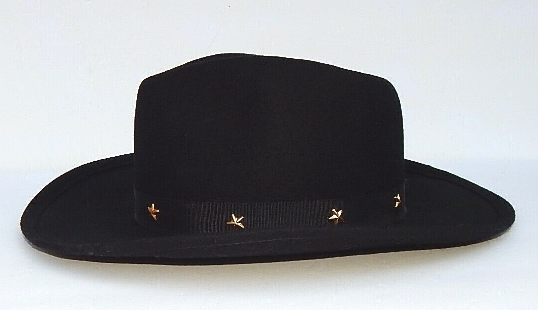 Chapeau Femme Style Western Noir - 100% Laine, Clous, Fabriqué Aux États-Unis, Occasion