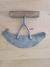 Vintage Mezzaluna Kitchen Wood Handle Knife