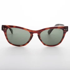 Horn Rim Vintage Sunglass with Keyhole Bridge and Glass Lens - Norma Jean