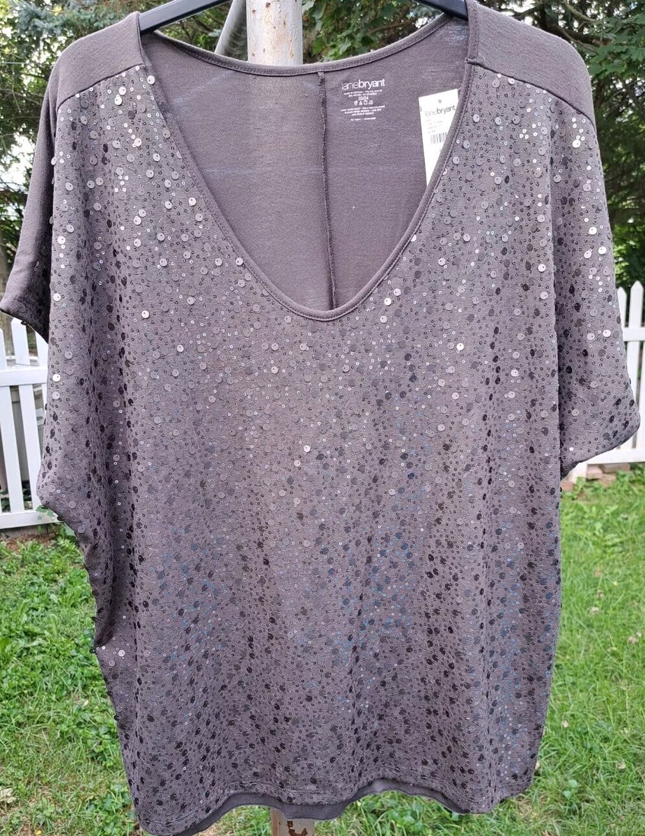 Short Sleeve Lane Bryant Dressy Tops Short-Sleeve Notch-Neck Top