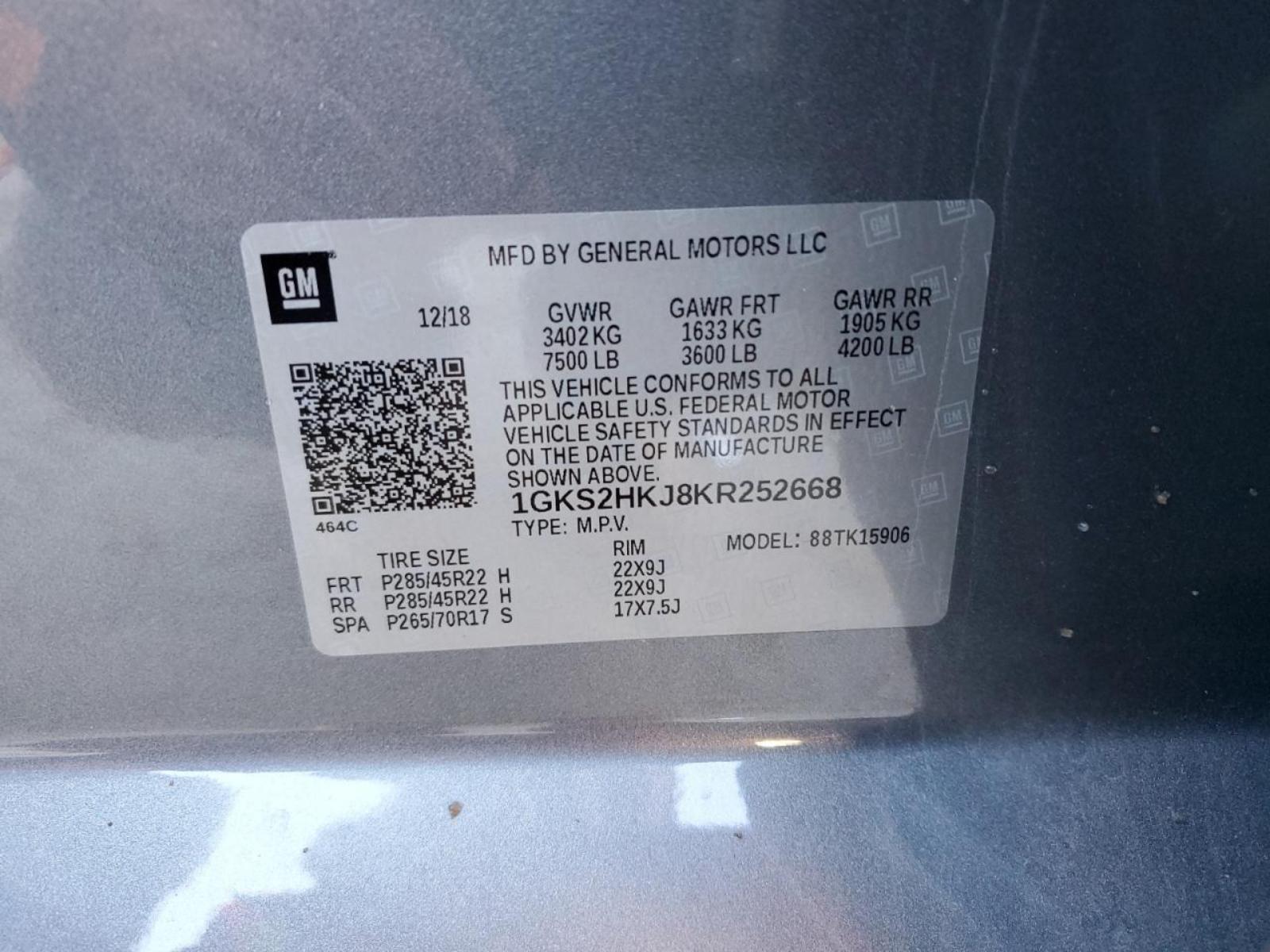 2019 GMC YUKON XL 1500 Leather Black Power Third 3rd Row Bench (Rear