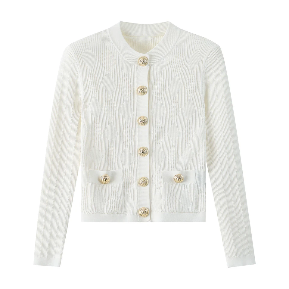 VERONICA BEARD BRYNE Mujer Cuello Redondo Hebilla Moda Tejido Suéter Chaqueta Foto 4 de 4