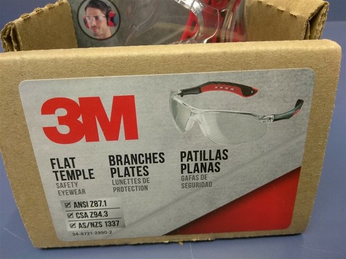 (6 Pair) 3M Flat Temple Safety Glasses Eyewear w/ Scratch Resistant Clear Lens - Picture 4 of 4