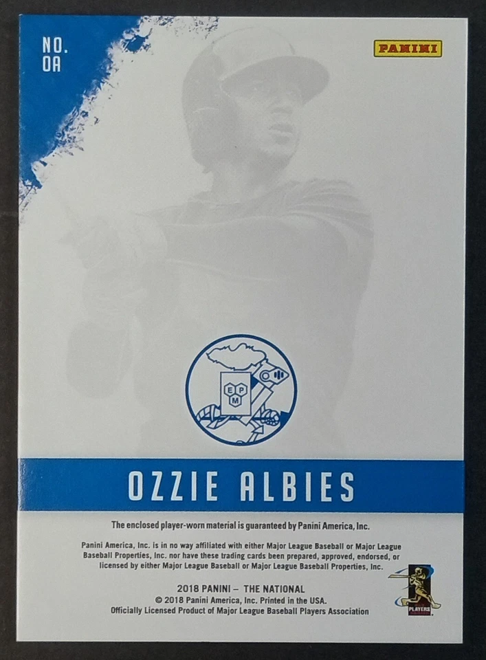 2018 Panini The National Ozzie Albies Player Worn Relic /49 Atlanta Braves - Image 2 of 2