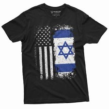 Men's Israel USA T-shirt support Israel IDF Flag Israel United States Patriotic