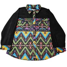 Rowdy Crowd Clothing Womens Large Aztec Southwest Button Down Shirt Colorful Top