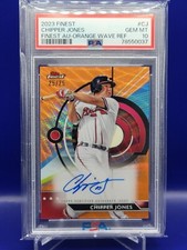 2023 Topps Finest Chipper Jones Finest Auto Orange Wave Refractor /25  PSA 10