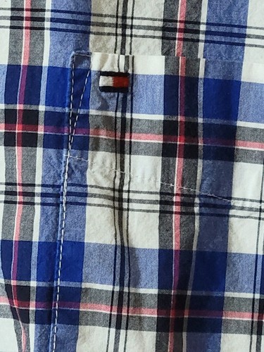 Tommy Hilfiger Men’s Classic Fit Short Sleeve Plaid Button-Down Shirt Large Blue - Picture 3 of 7