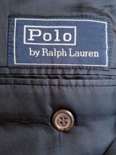 48L Polo Ralph Lauren Blue Herringbone woven Slub Linen Blazer Jacket Sport Coat - Picture 3 of 7