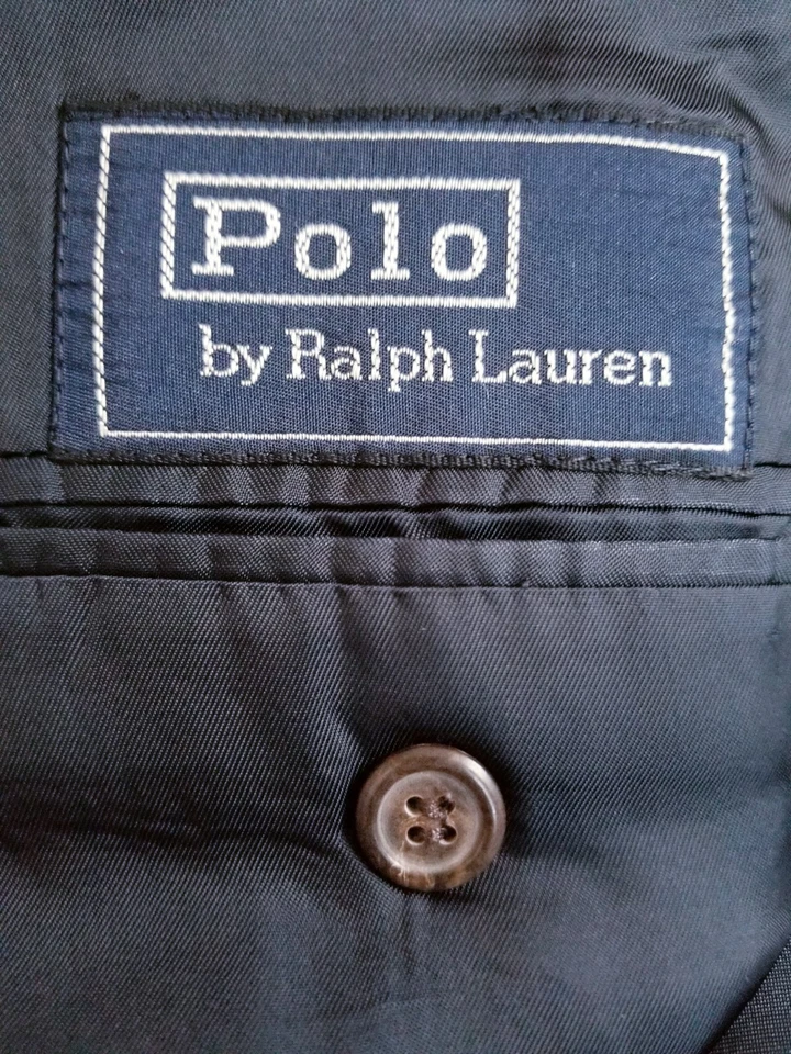 Chaqueta Blazer Abrigo Deportivo 48L Polo Ralph Lauren Azul Espiga Tejido Lino Slub Foto 3 de 4
