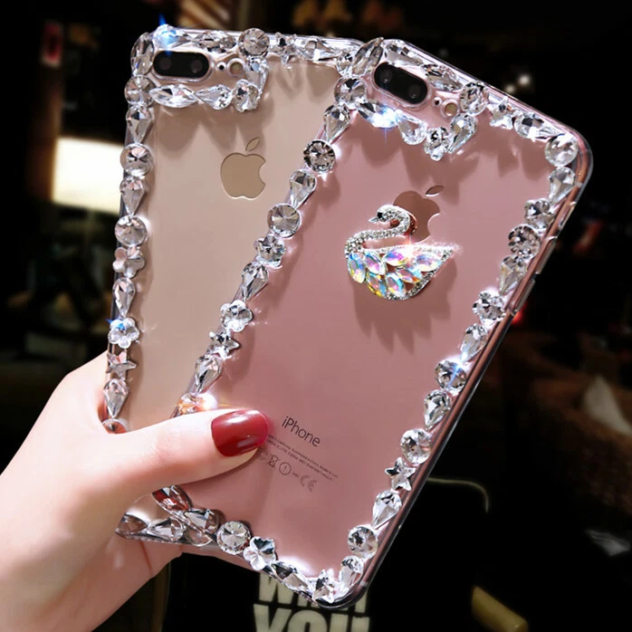 Funda Carcasa Teléfono Transparente 3D Hecha a Mano Lujo Brillante Diamante Estrás Gemas Foto 4 de 4