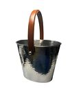 Wine Cooler Bucket With Leather Hnadle Hammered Stainless Still (Mic