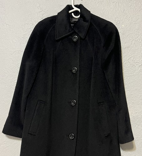Jones New York Fur Coat Sz 12 Black Long Luxury Fur Alpaca Wool Oversized Trench - Picture 2 of 12