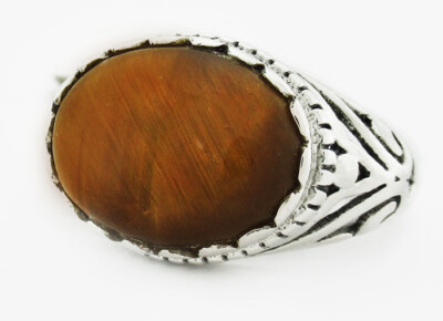 ECHT 14,89 kt TIGERAUGE RING .925 SILBER *NEU MIT ETIKETT*