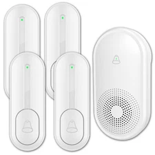 LIKEPAI Wireless Doorbell Set For Home,White,4 call butoons + 1 ringer receiver