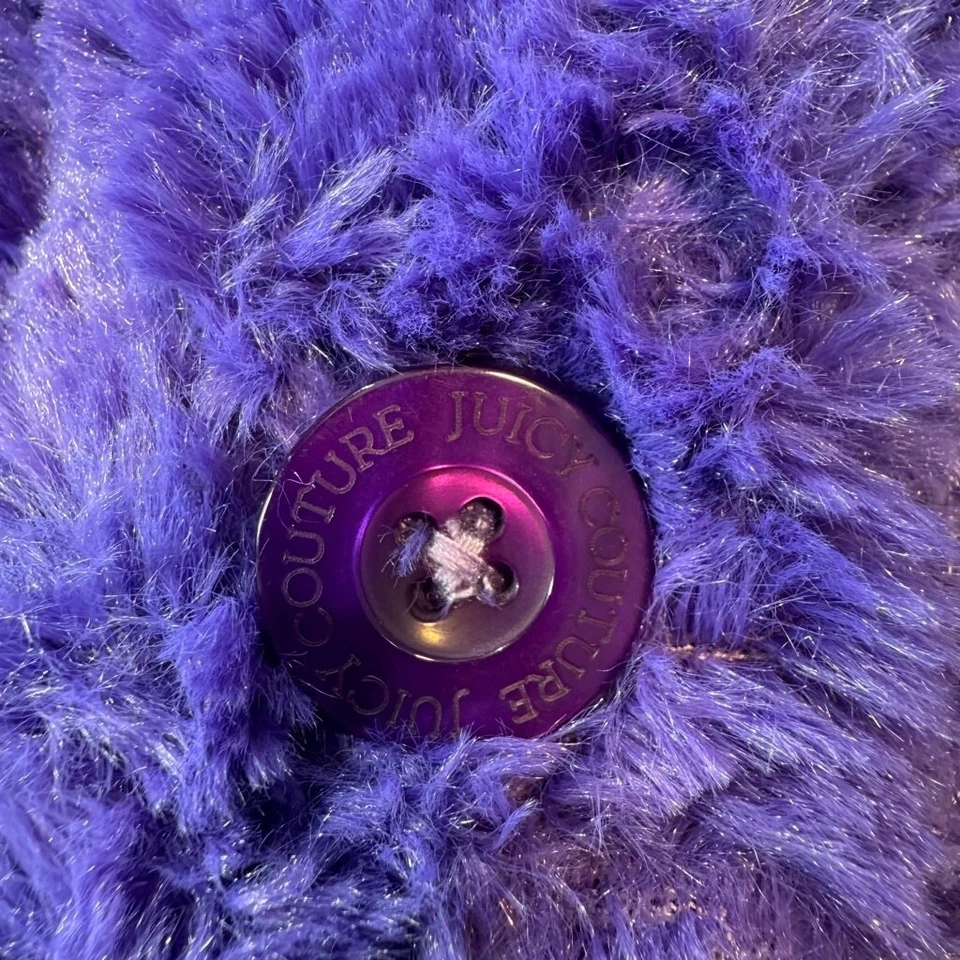 Abrigo de piel sintética Juicy Couture niños niñas 4T púrpura felpa cuello prendas exteriores invierno Foto 4 de 4