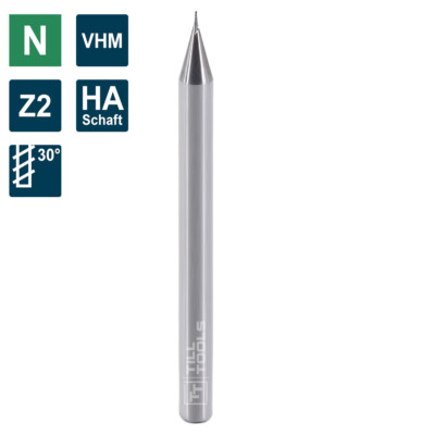 VHM Micro Radiusfräser Ø 0,3 - 0,9 mm Kugelfräser Mikrofräser für Aluminium Z2