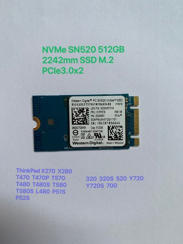 WD PC SN520 NVMe SSD SDAPMUW-512G-1001 512GB M.2 2242 PCIe3x 2 For Lenovo Laptop - Picture 7 of 9