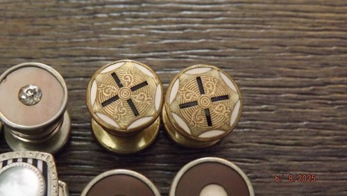 4 Pairs SNAP CUFFLINKS Antique BAER & WILDE Enamel Art Deco - Picture 3 of 7