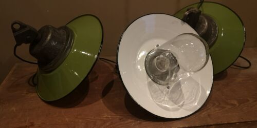 BAUHAUS LEUCHTE ART DECO INDUSTRIE LAMPE EMAILLE SCHIRM Ø 31cm Grün LED - Bild 5 von 8