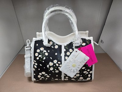 NWT Betsey Johnson XOLINDIE Black Daisy Crossbody Tote Bag Purse Bonus Card Case