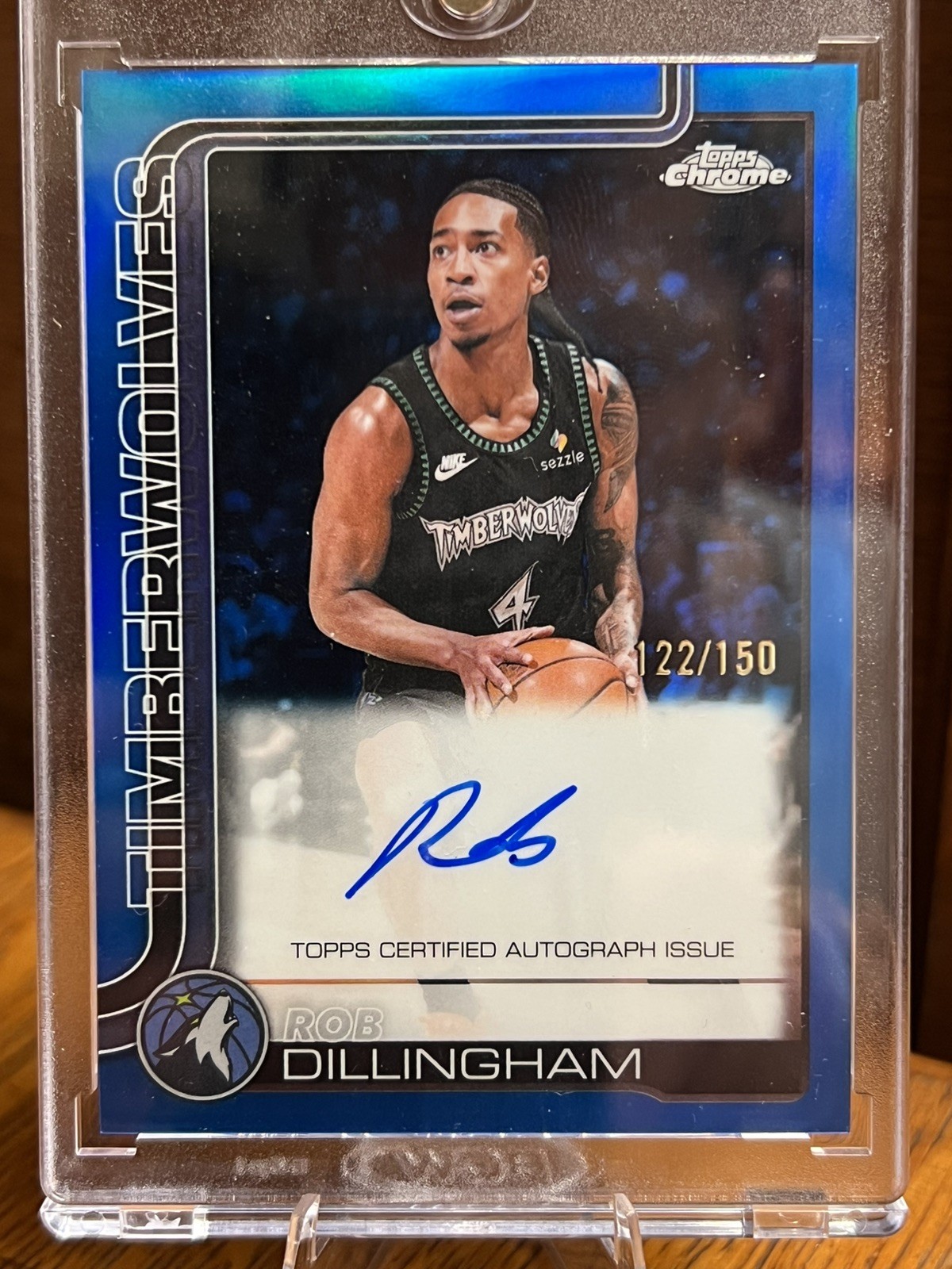2025-26 Topps Chrome Update- Rob Dillingham Blue Refractor 122/150 Auto