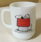 Vintage 1958 Mug Snoopy “I Think I'm Allergic To Morning!” Fire King Milk Glass