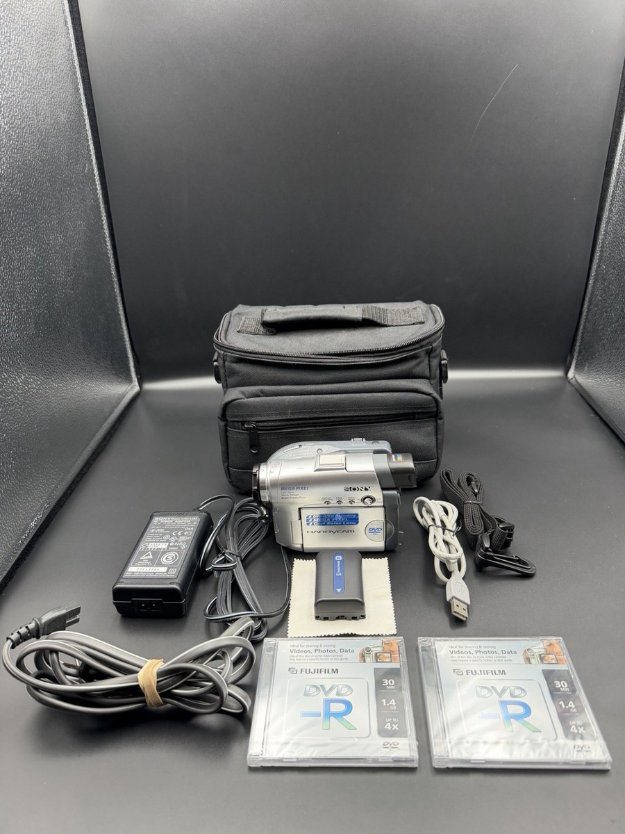 Sony Handycam DCR-DVD201 Camcorder Carl Zeiss Lens Case And Cables